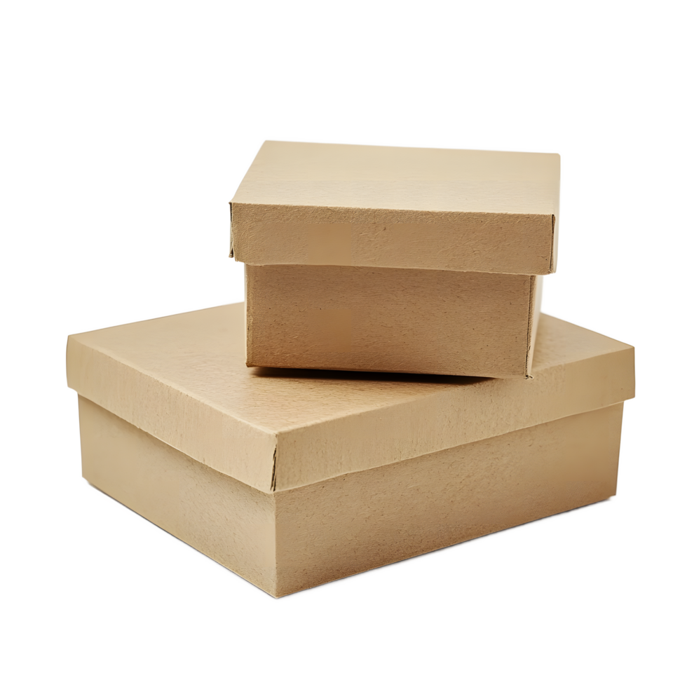Two Beige Cardboard Boxes Stacked, Ready for Delivery png
