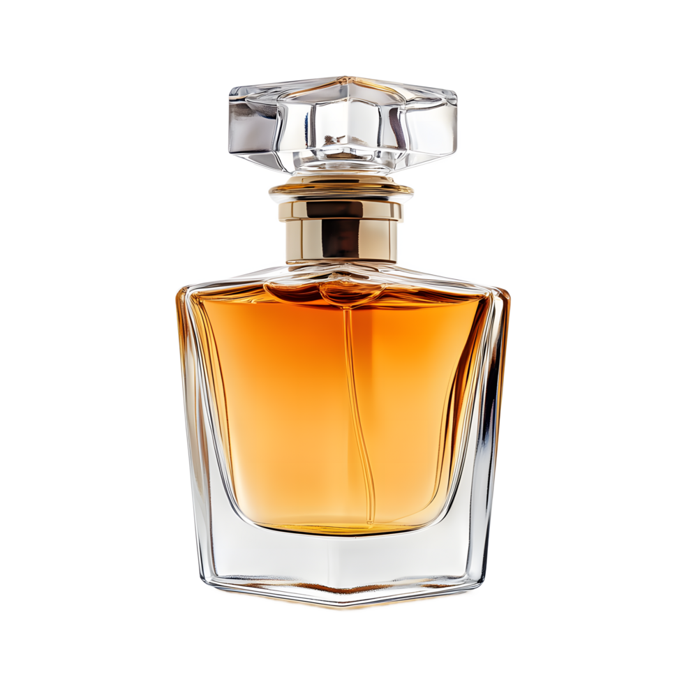 Luxurious Amber Perfume Bottle Against Transparent Background png