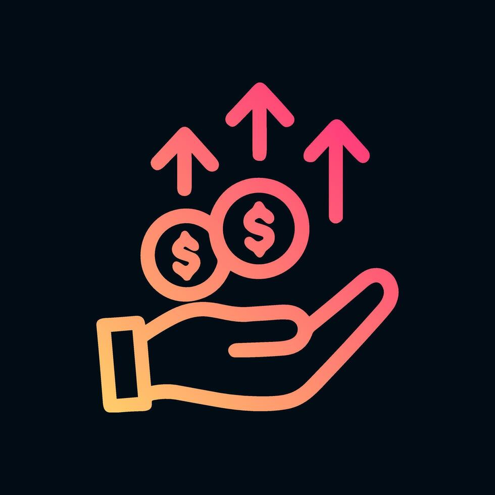 Growing wealth illustrated with upward arrows. Icon symbol illustration vector