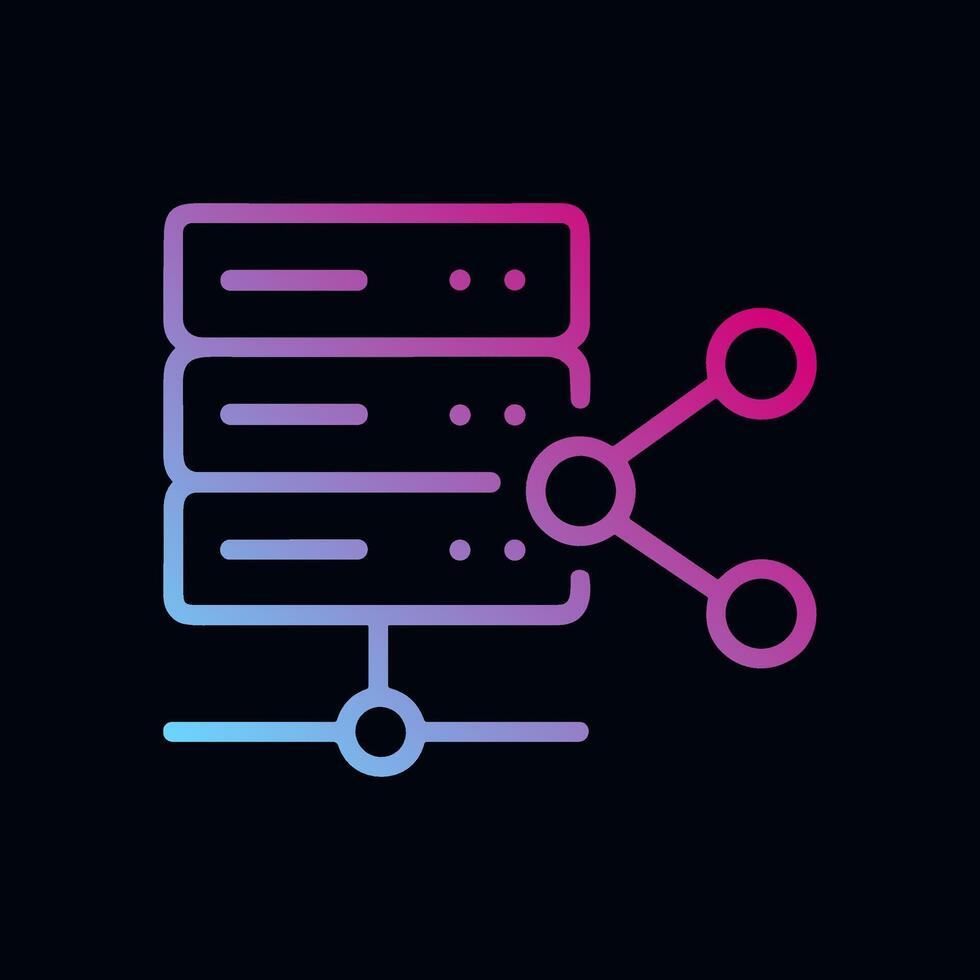 Network server with connections glowing hues. Icon Symbol Illustration vector