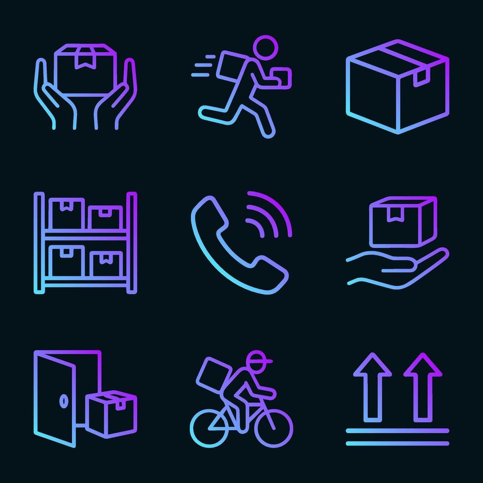 Gradient delivery icons boxes phone cycle. Icon symbol illustration vector