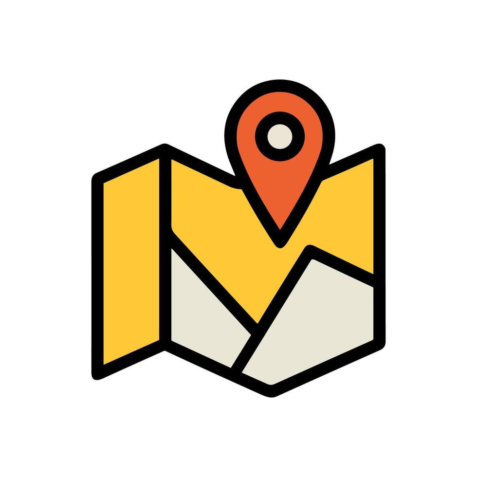 Colorful map with location marker pinpointed. Icon symbol illustration vector