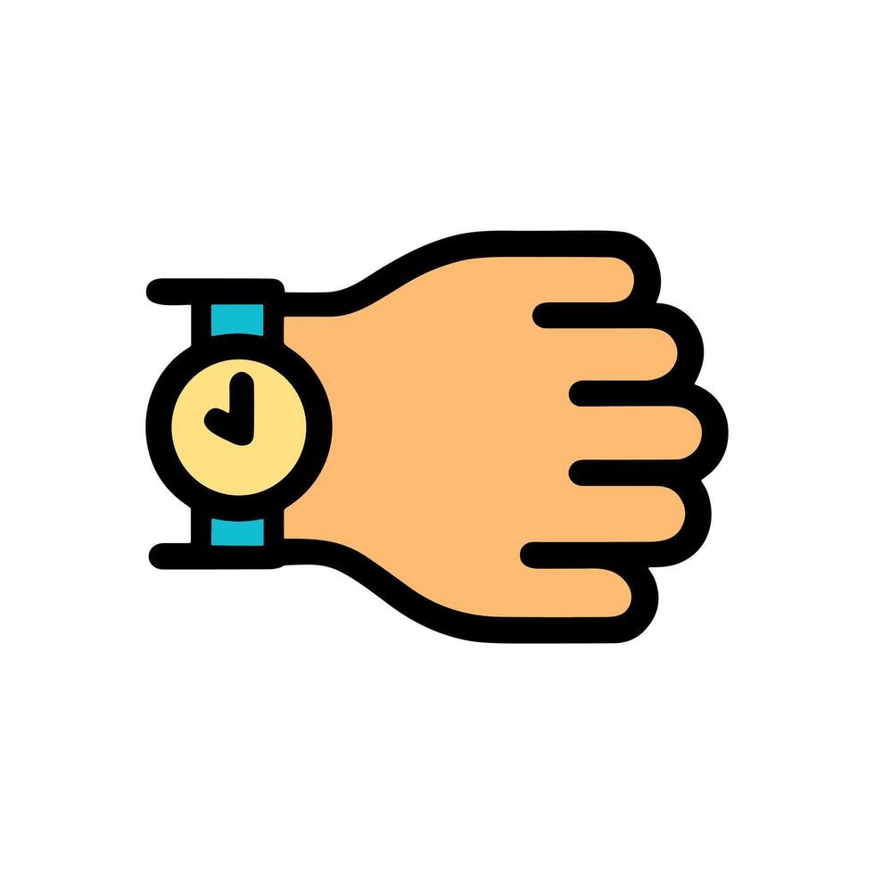 Time on hands wrist in illustration. Icon symbol illustration vector