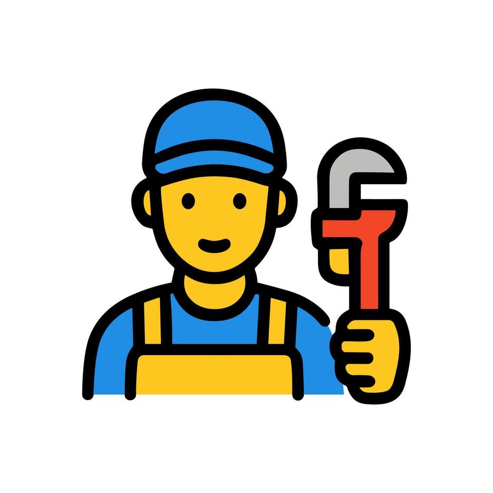 Smiling repairman with wrench icon art. Icon Symbol Illustration vector