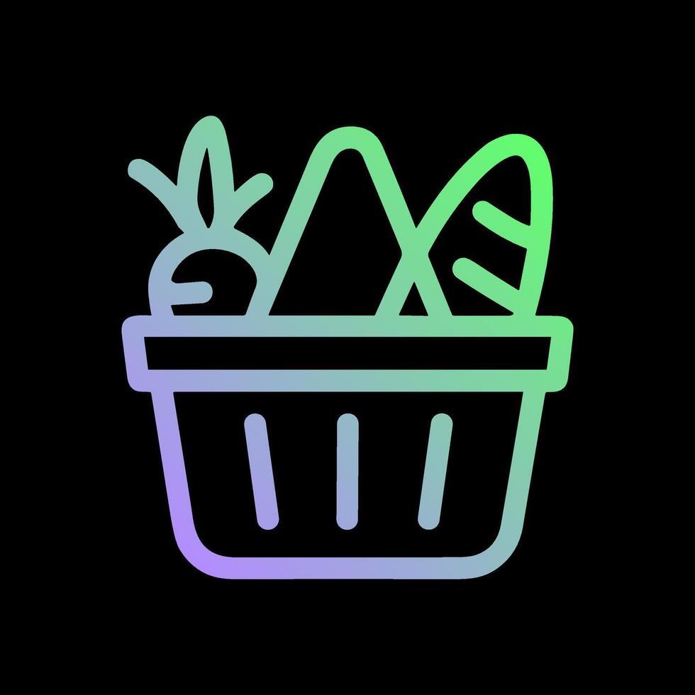 Colorful groceries in market basket icon. Icon Symbol Illustration vector
