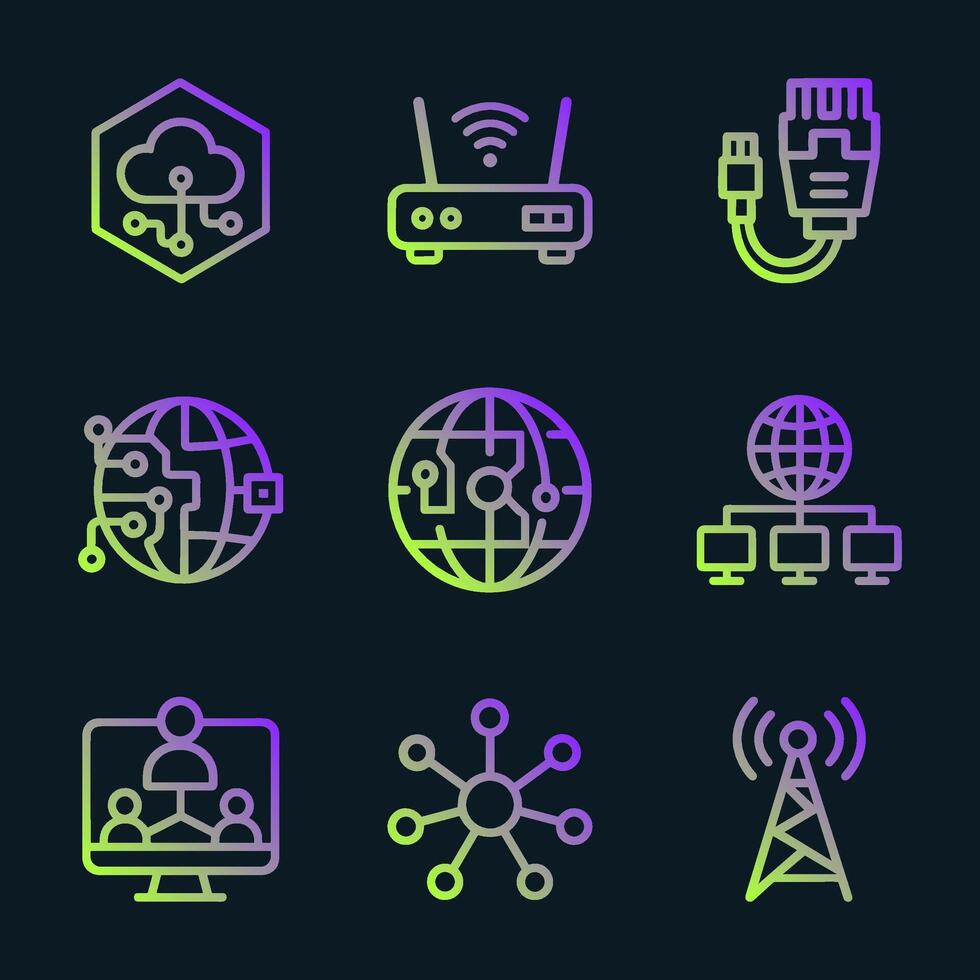 Network Communication Tech Icons Gleam. Icon symbol illustration vector