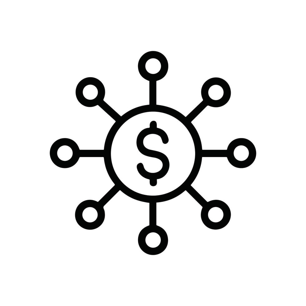 Centralized money distribution system illustration. Icon symbol illustration vector