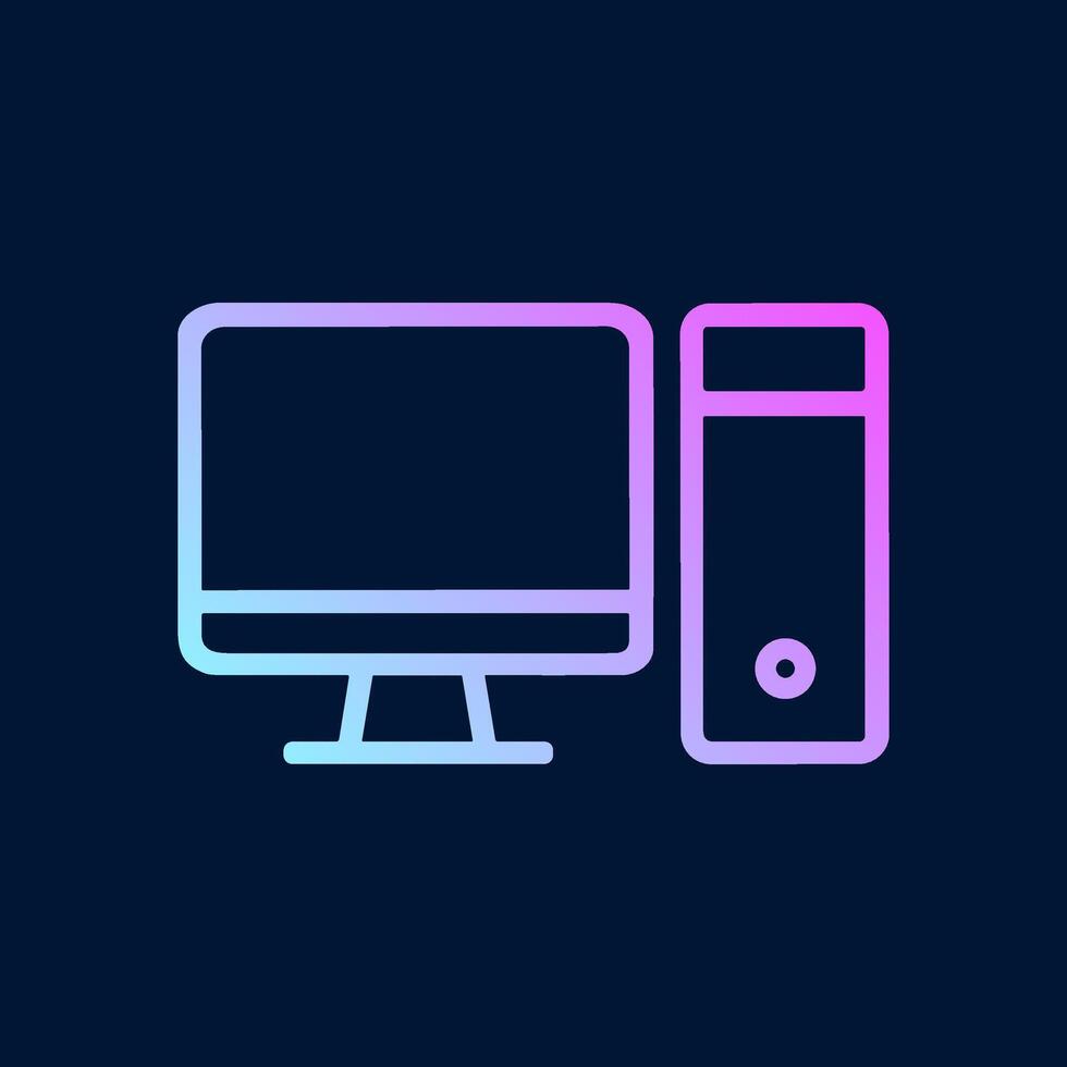 Gradient computer desktop with tower icon. Icon Symbol Illustration vector