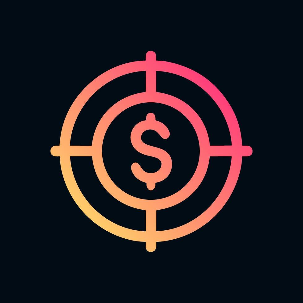Concentric target encircles dollar sign icon. Icon symbol illustration vector