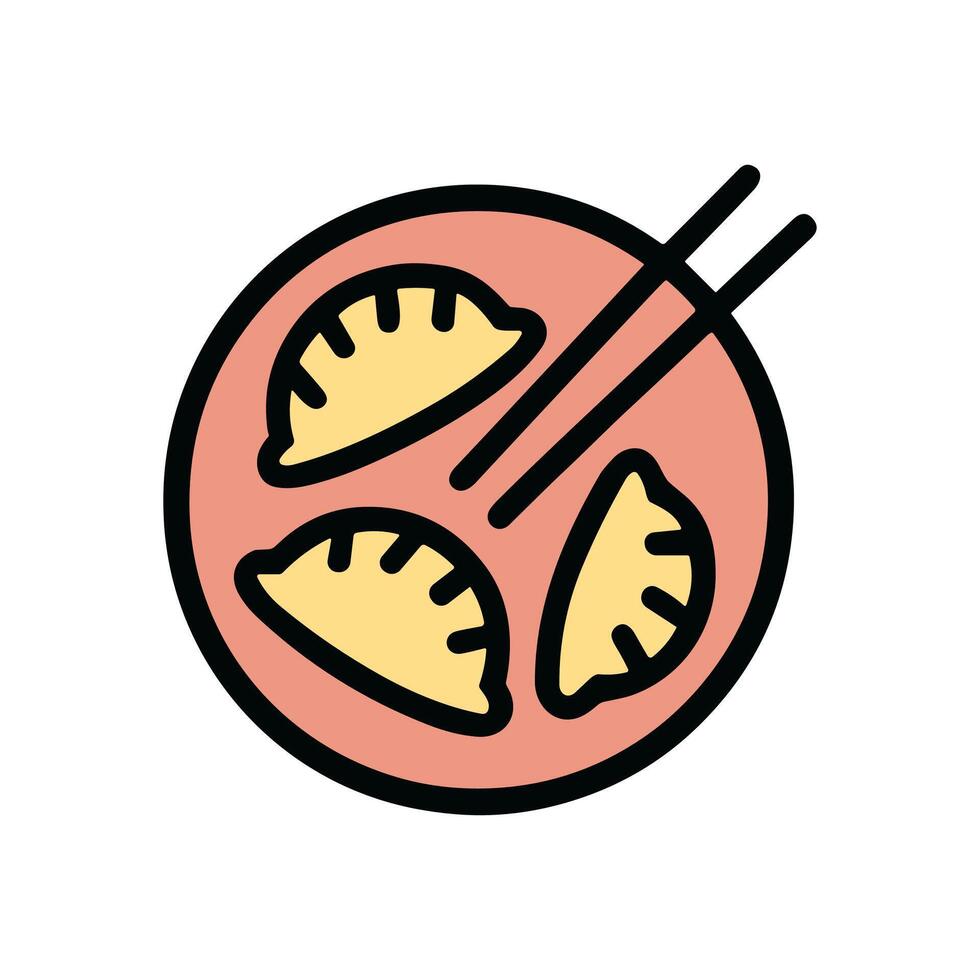 Steamed dumplings in a bowl with chopsticks. Icon Symbol Illustration vector