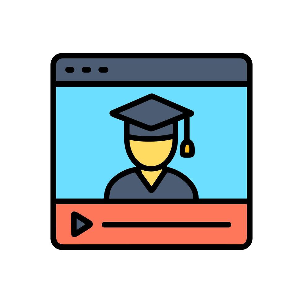 Educational features graduating student. Icon symbol illustration vector