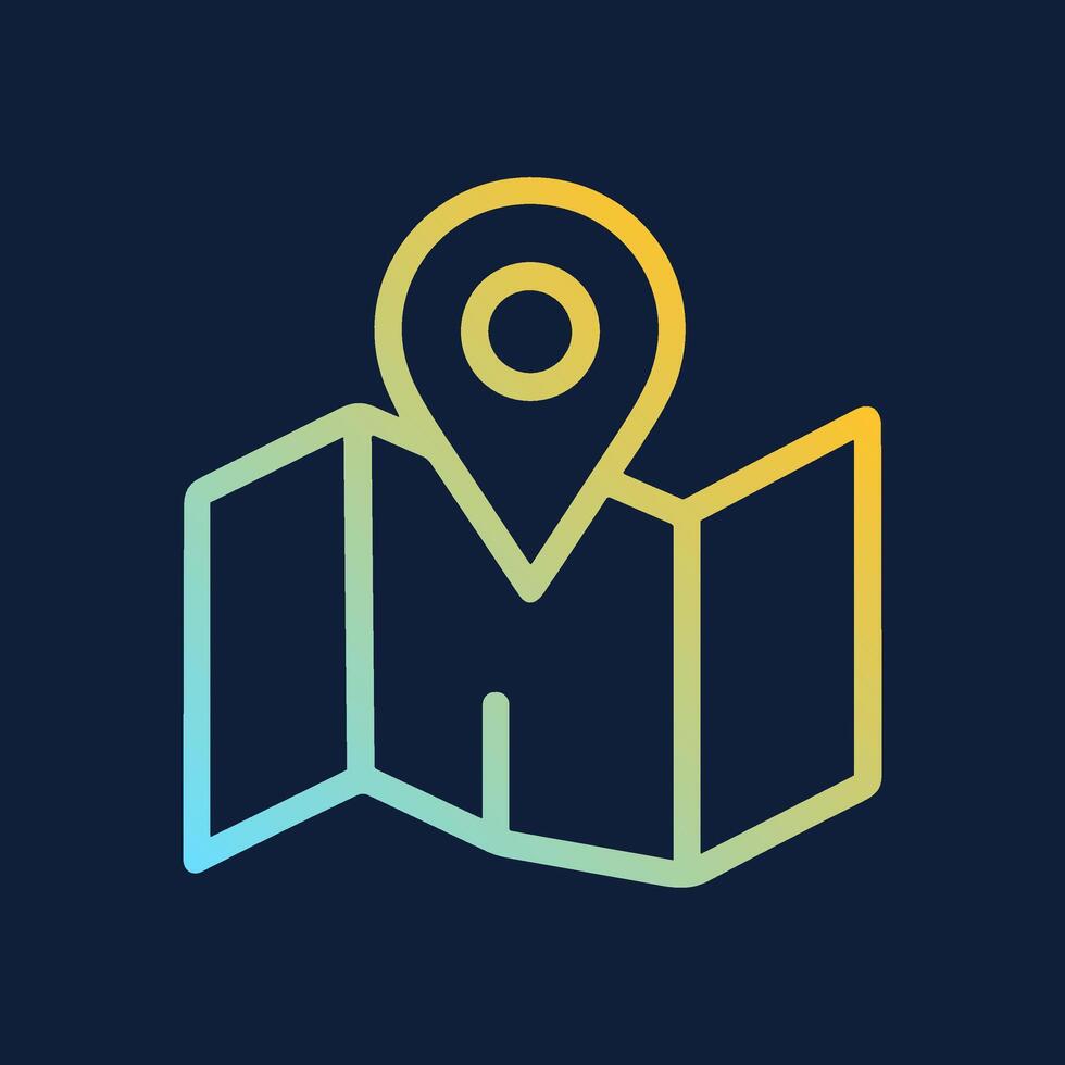 Folded map with location marker. Icon Symbol Illustration vector