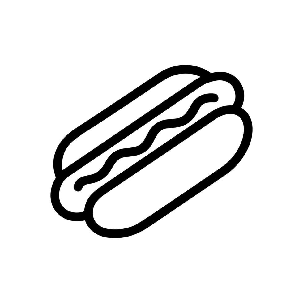Minimalist hot dog with wavy topping. Icon Symbol Illustration vector