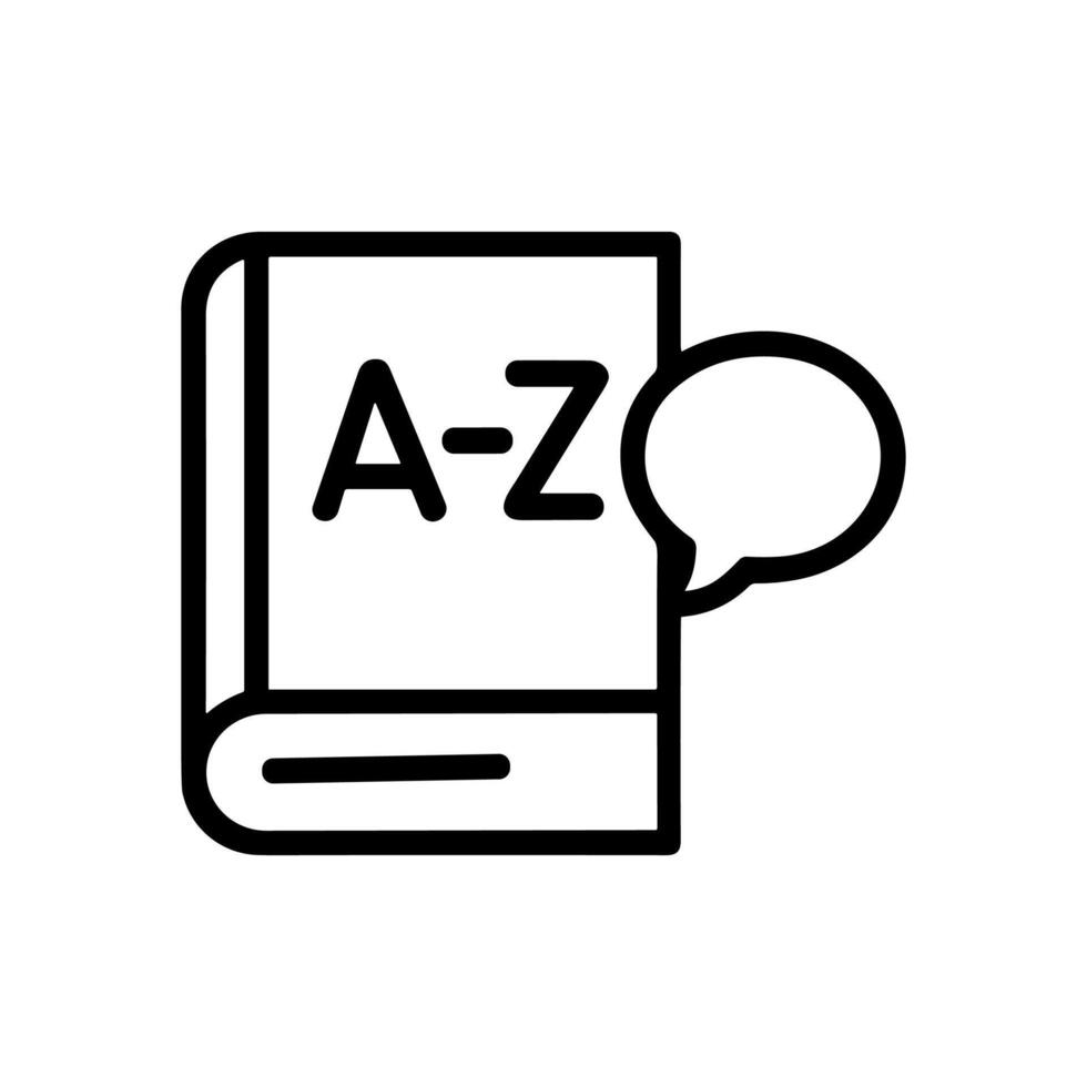 Dictionary speaks alphabetically. Icon symbol illustration vector
