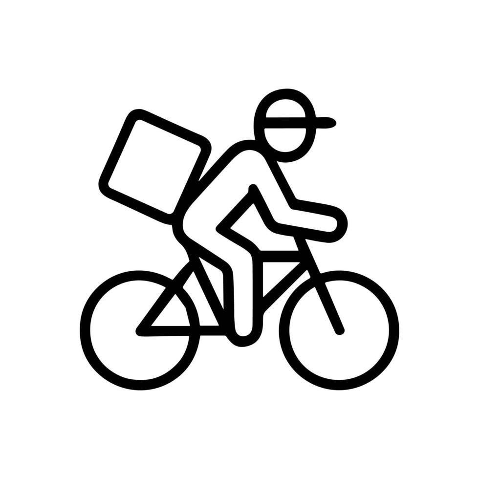 Bicyclist delivering a package quickly. Icon symbol illustration vector