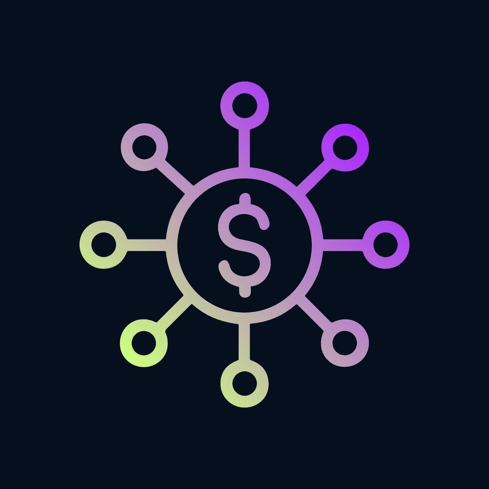 Decentralized dollar Purplegreen finance node. Icon symbol illustration vector