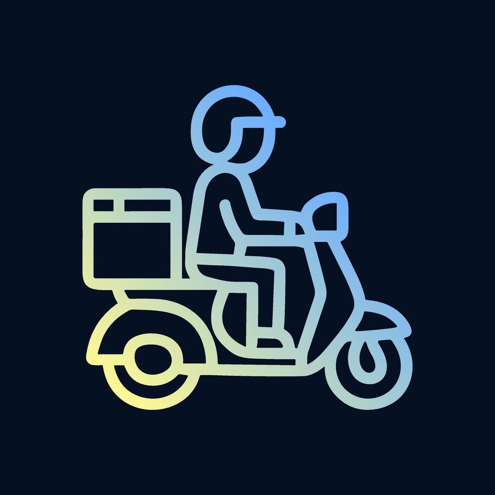 Delivery scooter with rider icon. Icon symbol illustration vector