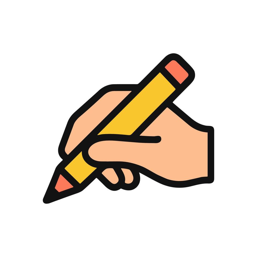 Hand with Pencil. Icon symbol illustration vector