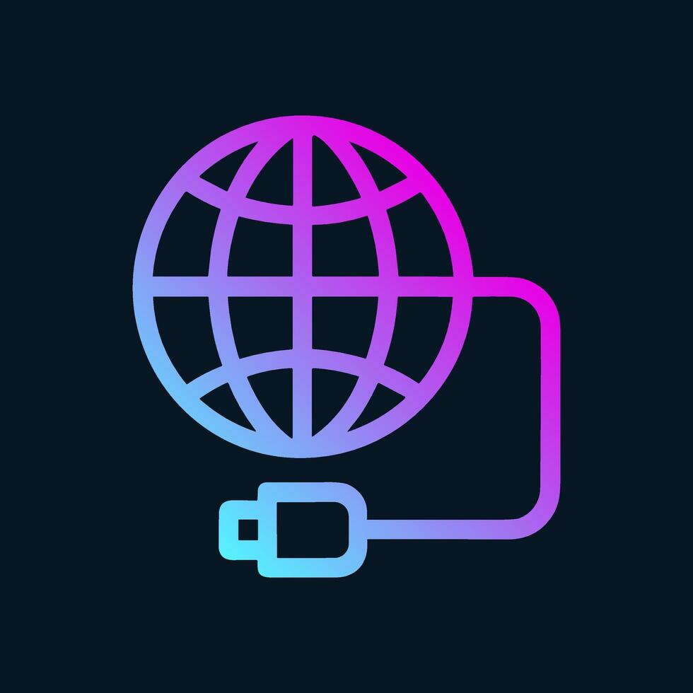 Connected world digital communications network globe. Icon symbol illustration vector