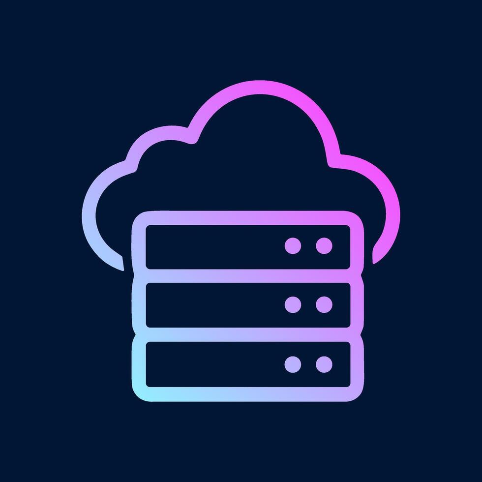 Neon cloud data center icon. Icon Symbol Illustration vector