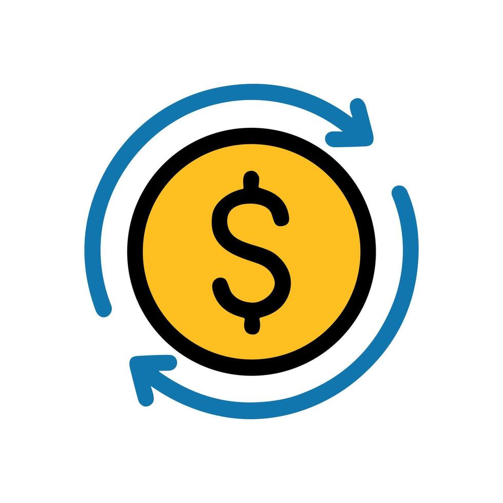 Revolving Dollar Financial Circulation Symbol. Icon symbol illustration vector