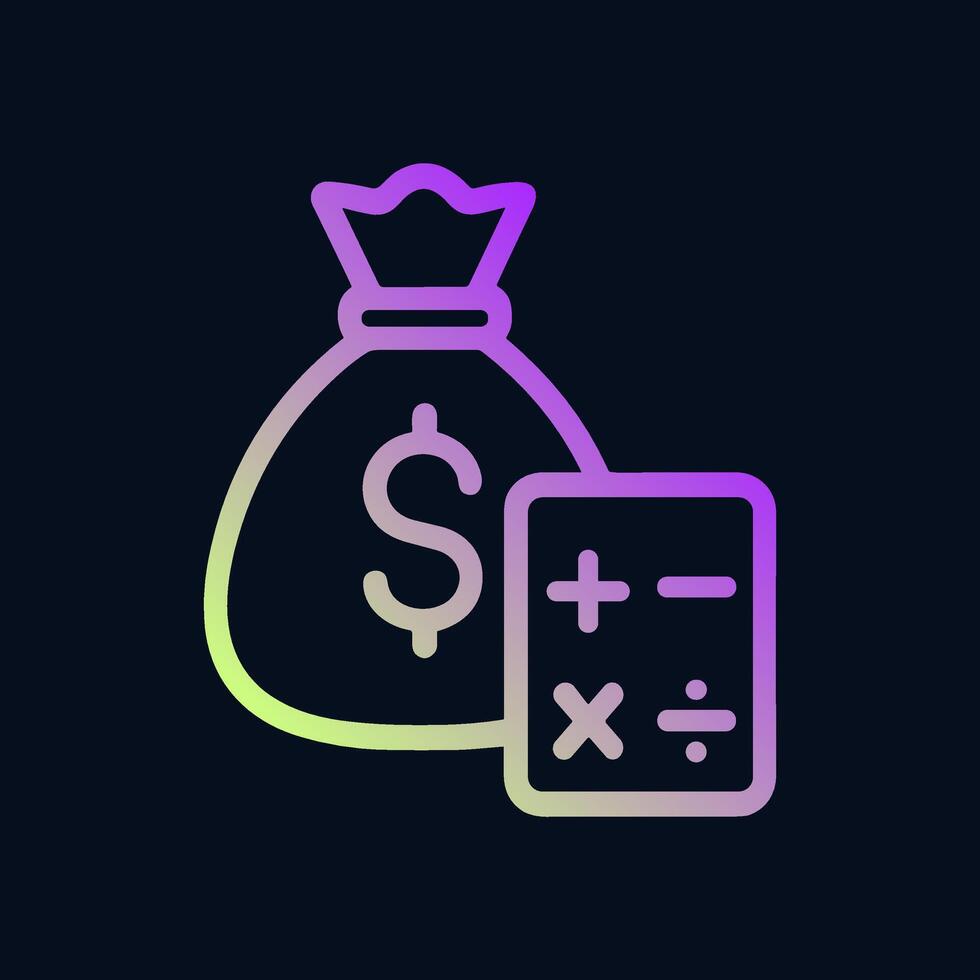 Money bag and calculator Finance themed icon. Icon symbol illustration vector
