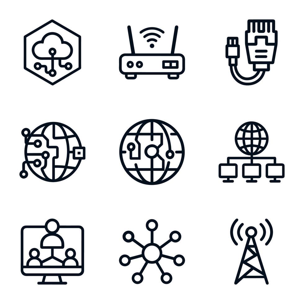 Network Icons Connecting the Digital World. Icon symbol illustration vector