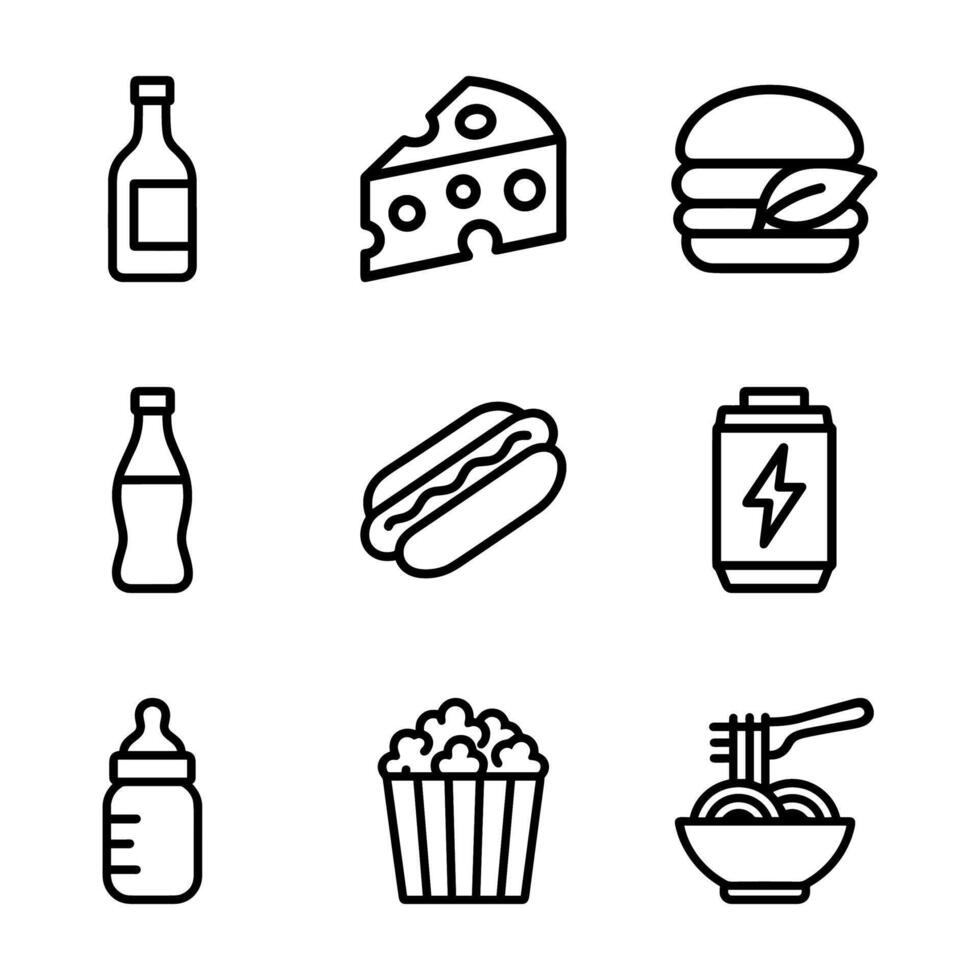 Quick Bites A Line Art Feast. Icon Symbol Illustration vector