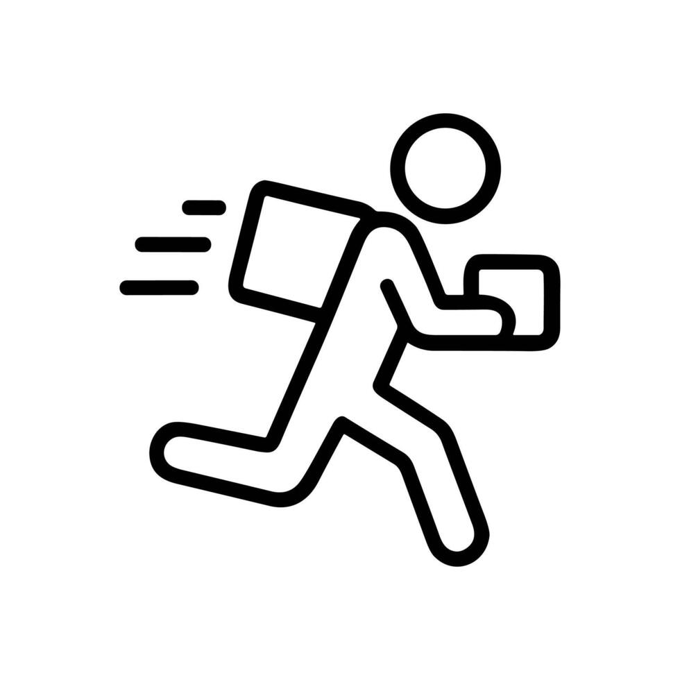 Speedy courier delivering packages promptly. Icon symbol illustration vector