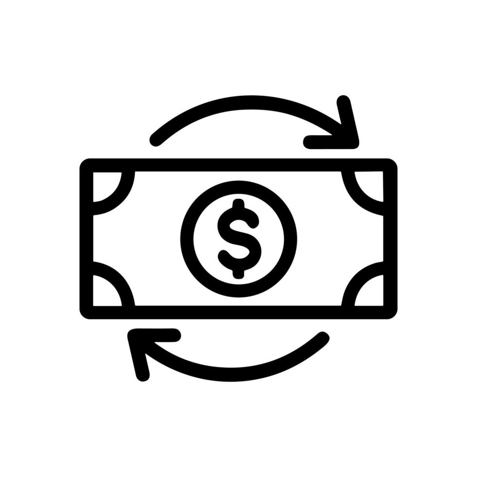 Money exchange with circular arrows emblem. Icon symbol illustration vector