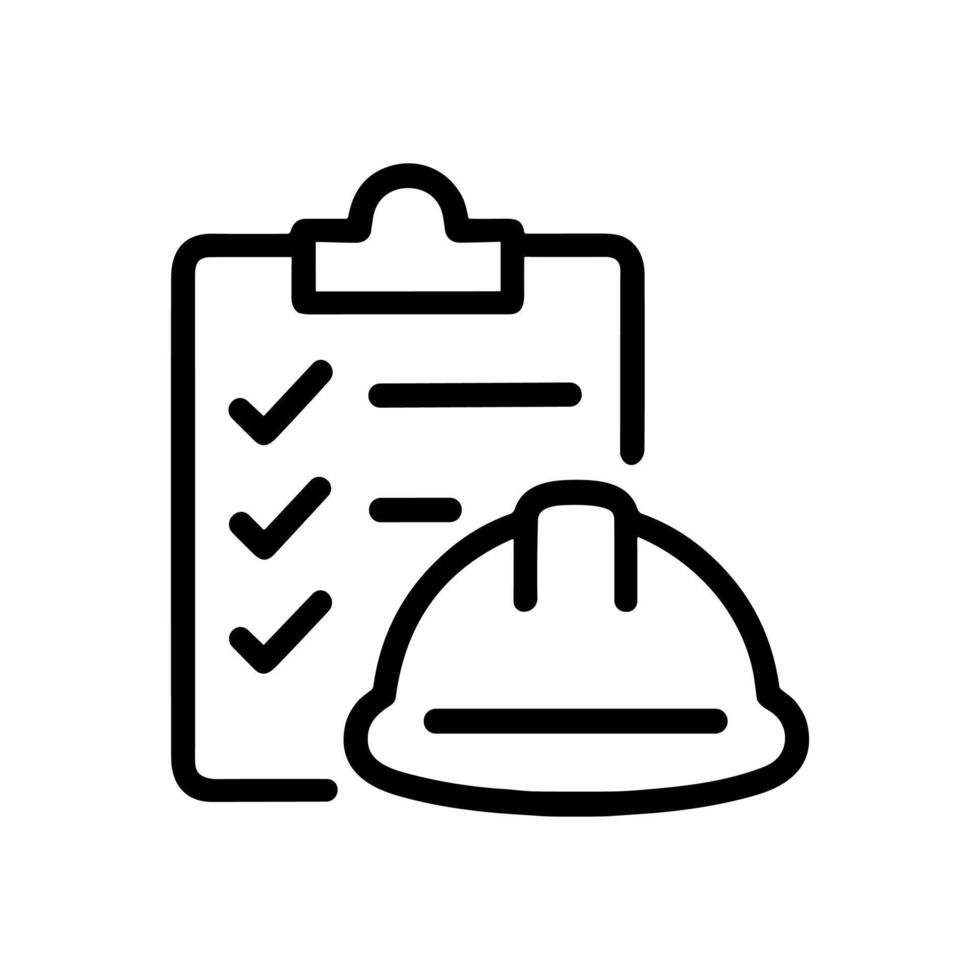 Construction compliance checklist safety assured. Icon Symbol Illustration vector