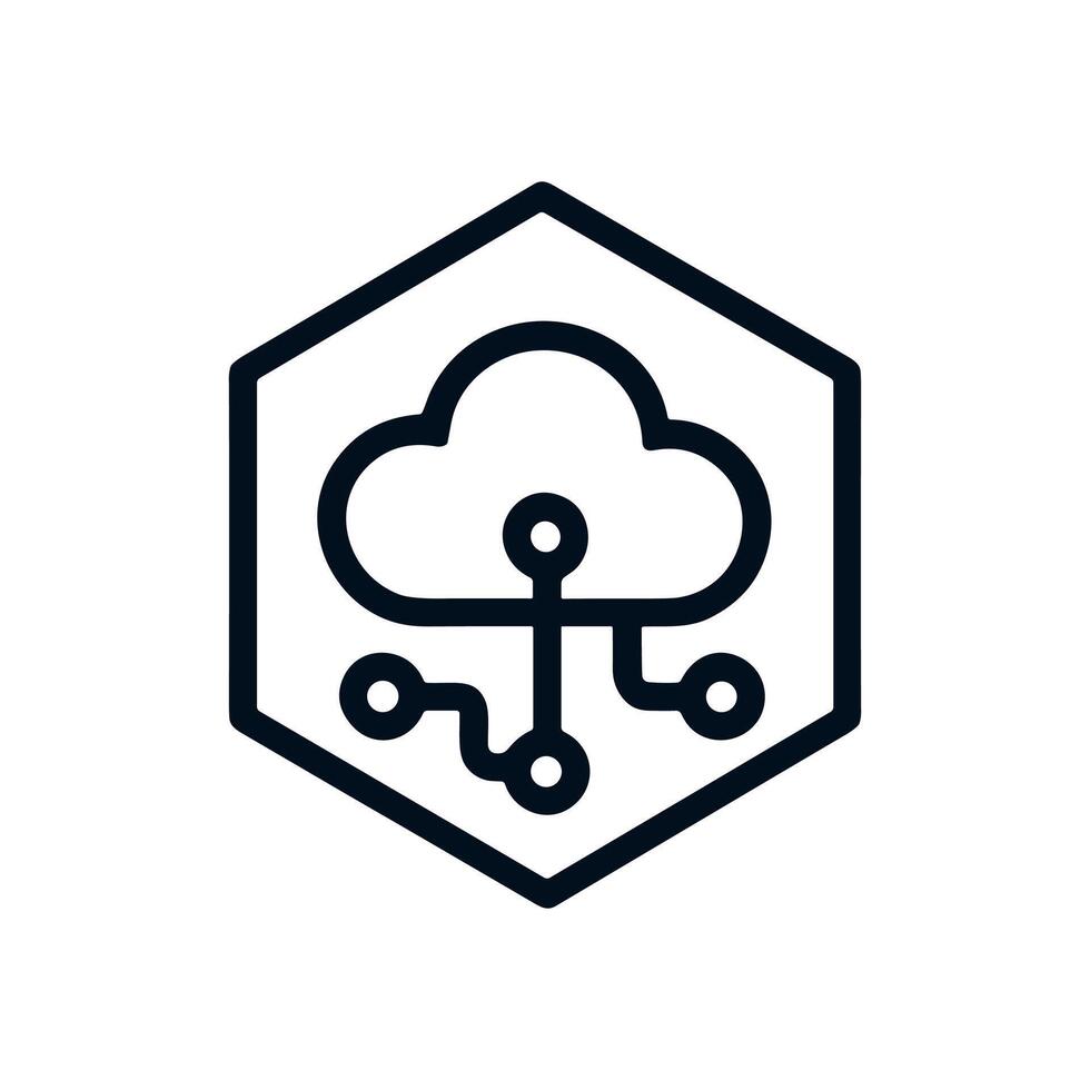 Connected cloud technology hexagon icon. Icon symbol illustration vector