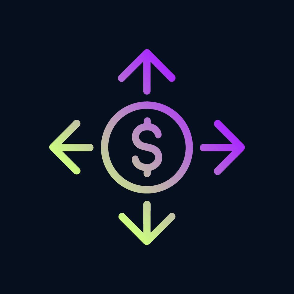 Distributing Dollars A Coin Spreading Wealth. Icon symbol illustration vector