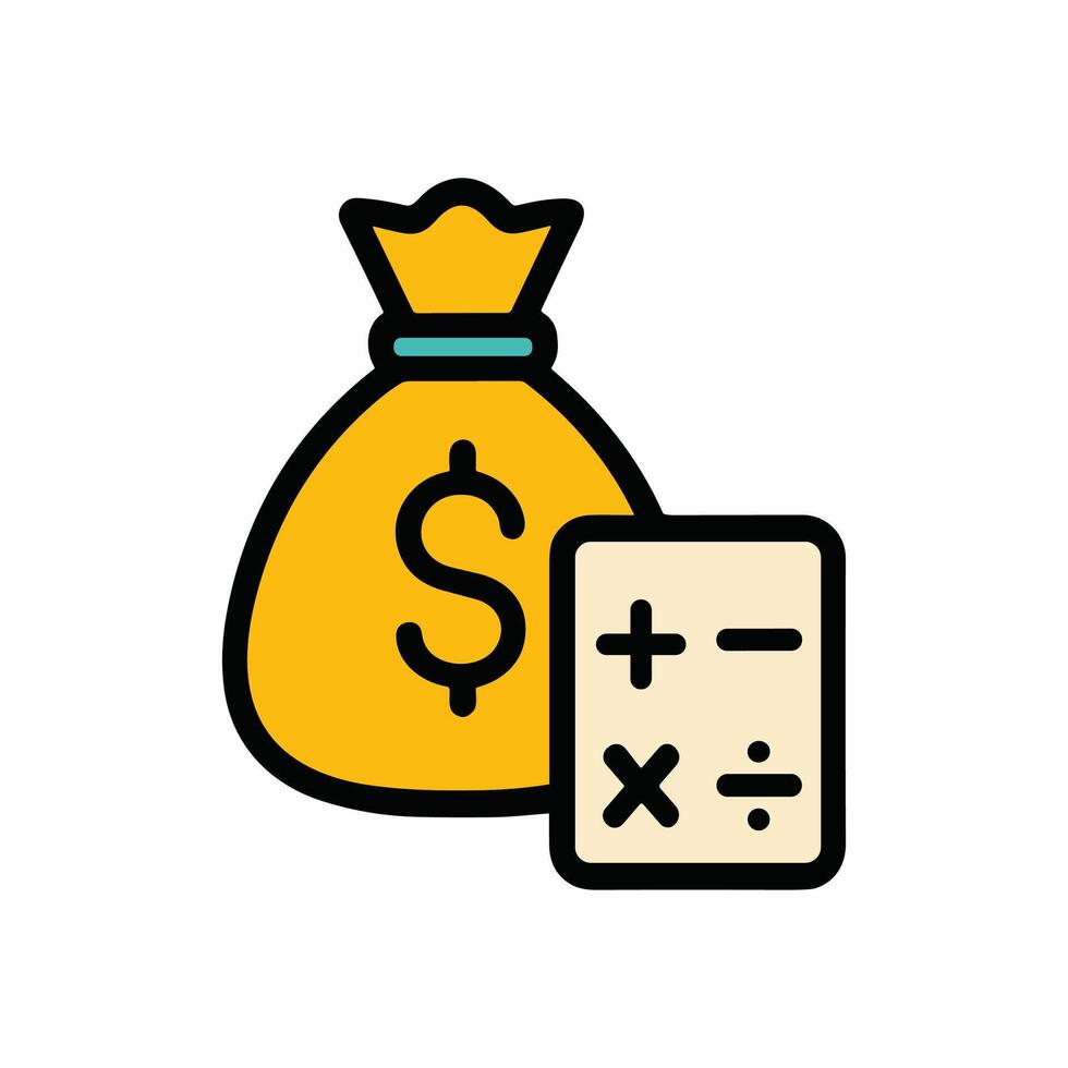 Financial accounting with a money bag. Icon symbol illustration vector