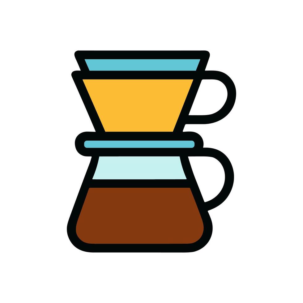 Pourover coffee brewing with style. Icon Symbol Illustration vector