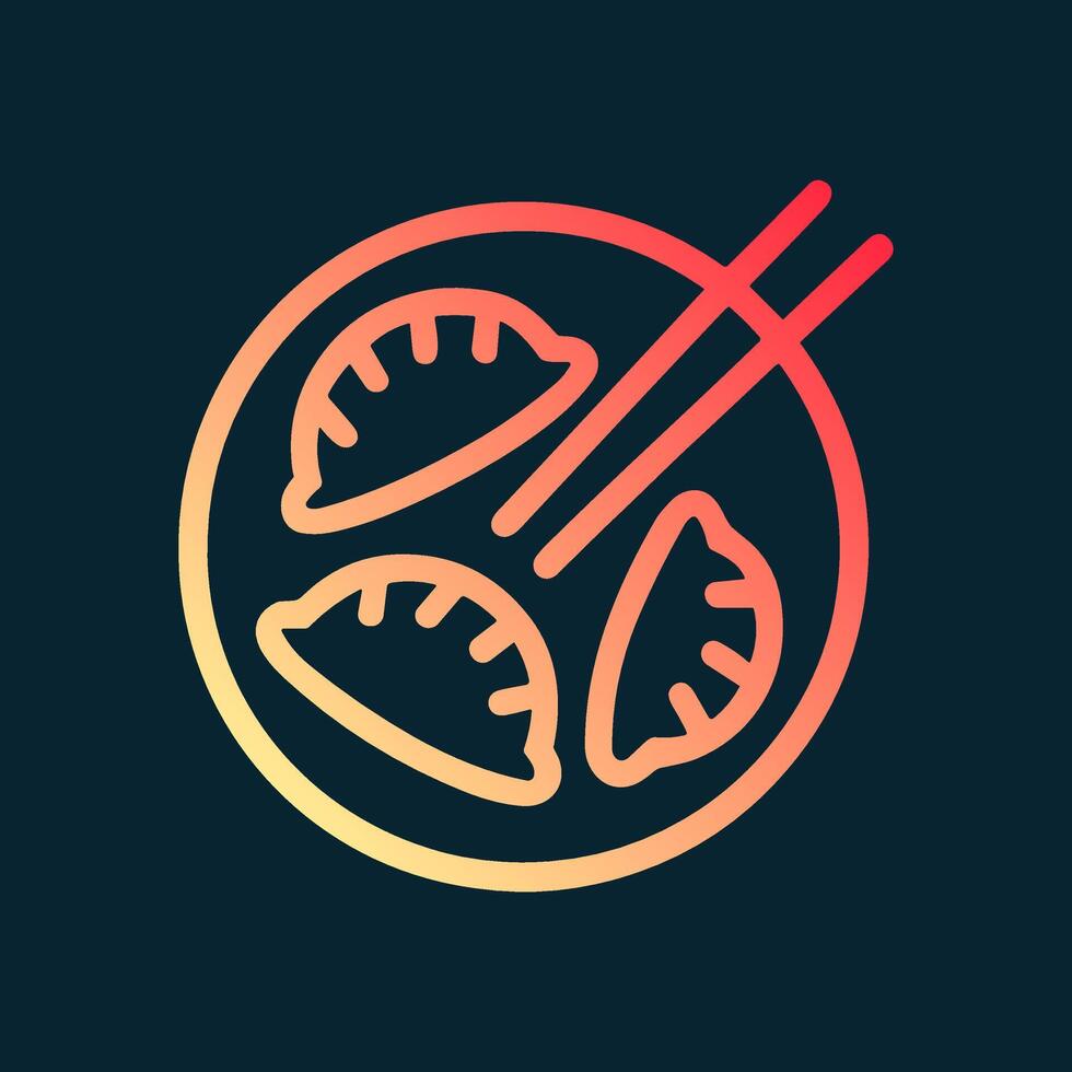 Steaming dumplings in an orange bowl. Icon Symbol Illustration vector