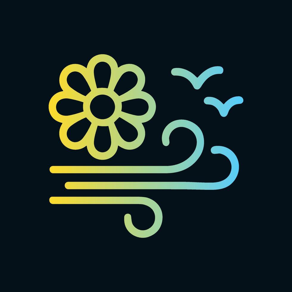Spring breeze with flower and birds. Icon symbol illustration vector