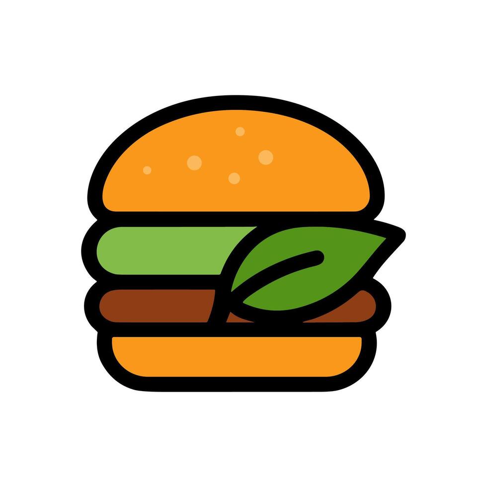 Yummy burger with fresh lettuce. Icon Symbol Illustration vector