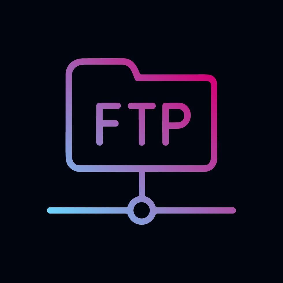 Gradient icon shows networked FTP folder. Icon Symbol Illustration vector