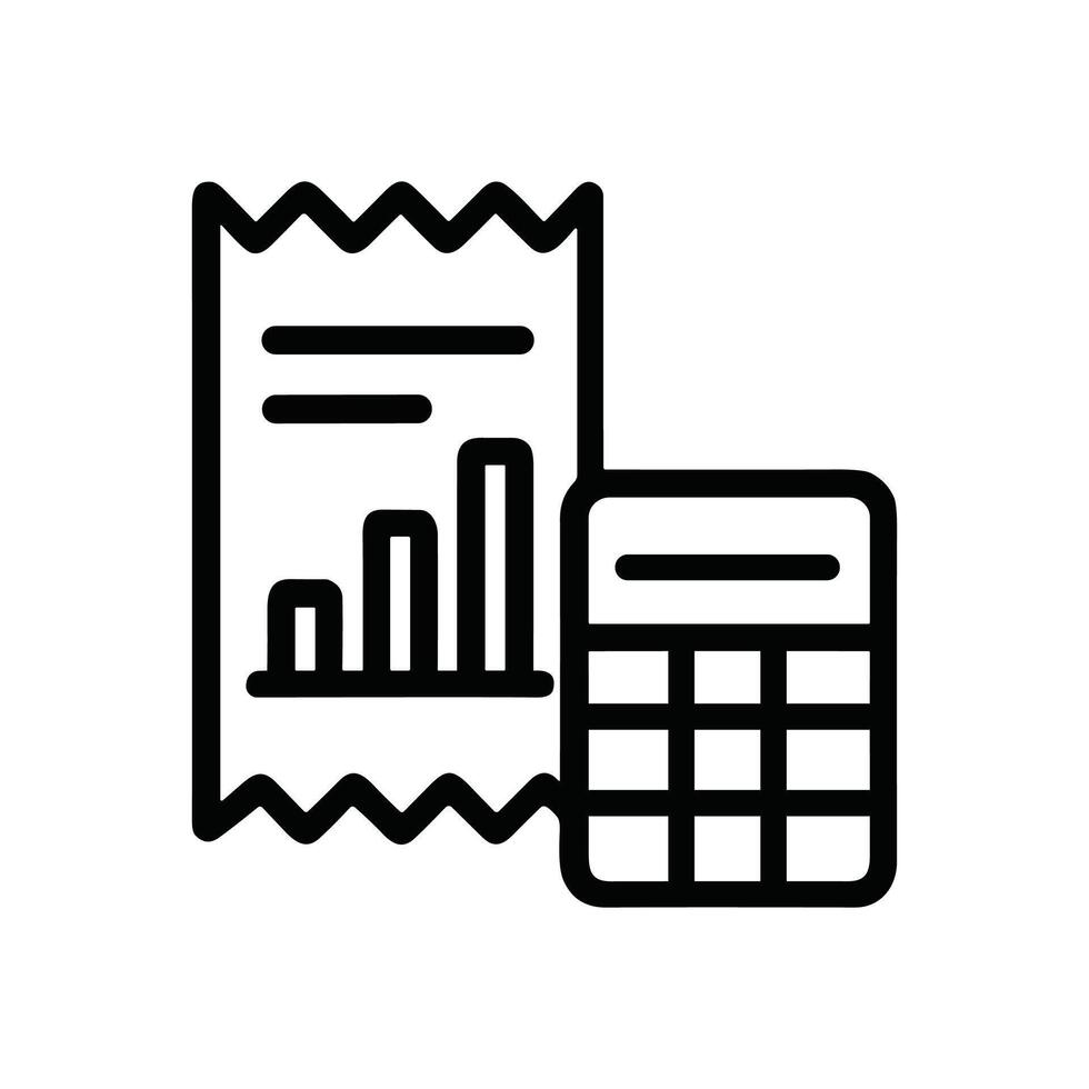 Financial report with calculation device outline. Icon symbol illustration vector