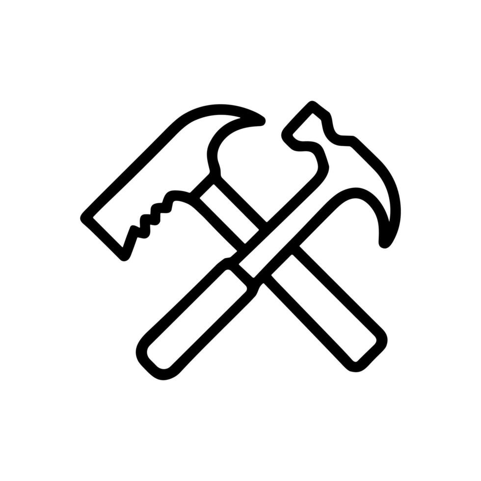 Intersecting carpentry tools suggest skillful craftsmanship. Icon Symbol Illustration vector