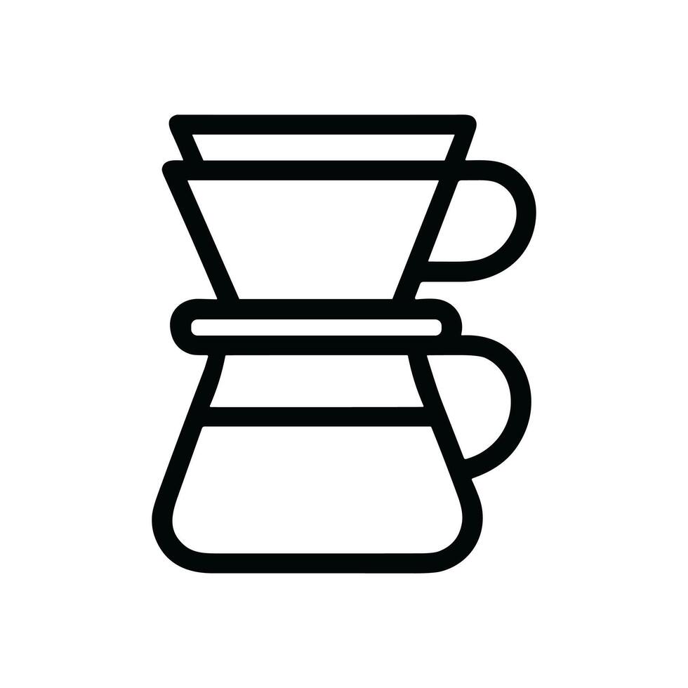 Pourover coffee setup simple black outline. Icon Symbol Illustration vector