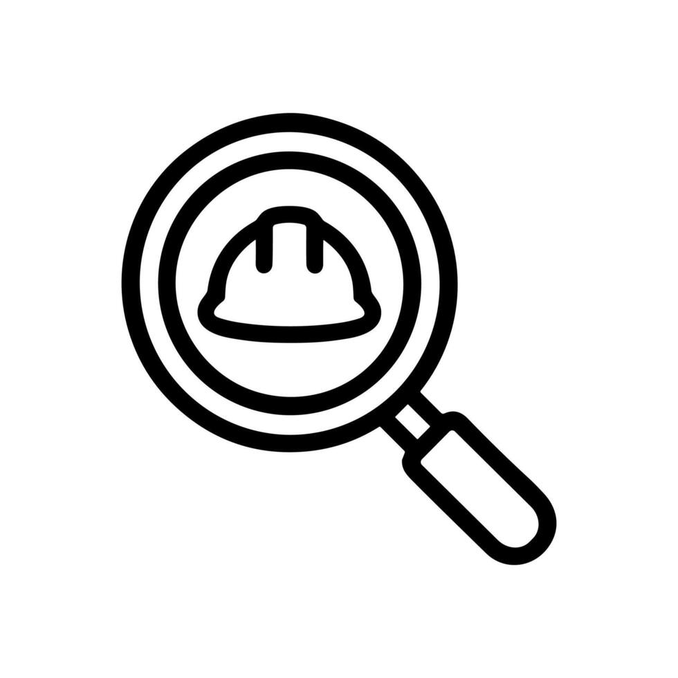 Safety Analysis Hardhat Under Scrutiny. Icon Symbol Illustration vector
