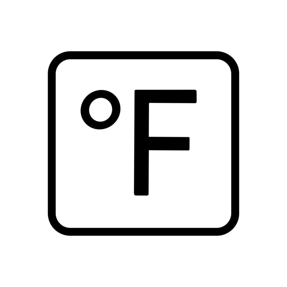 Fahrenheit symbol encased in square. Icon symbol illustration vector