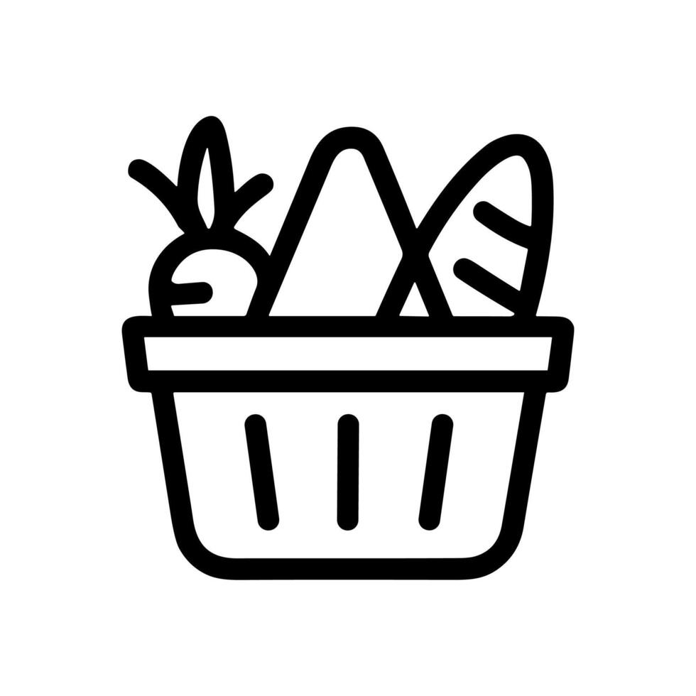Basket bursting with fresh produce. Icon Symbol Illustration vector