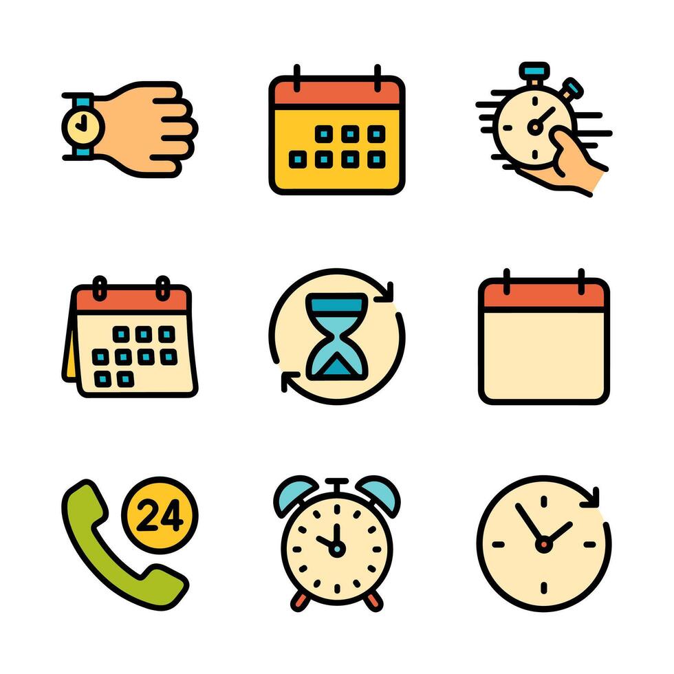 Time management themed icon collection. Icon symbol illustration vector