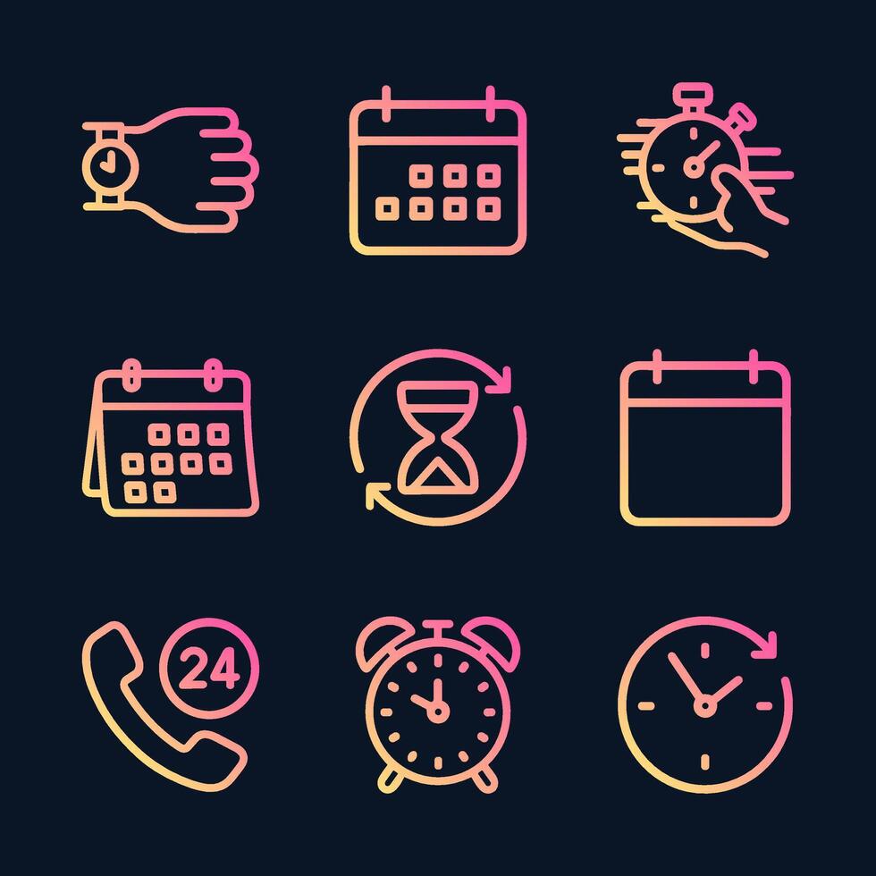 Gradient Timeline Dates Time and Support. Icon symbol illustration vector