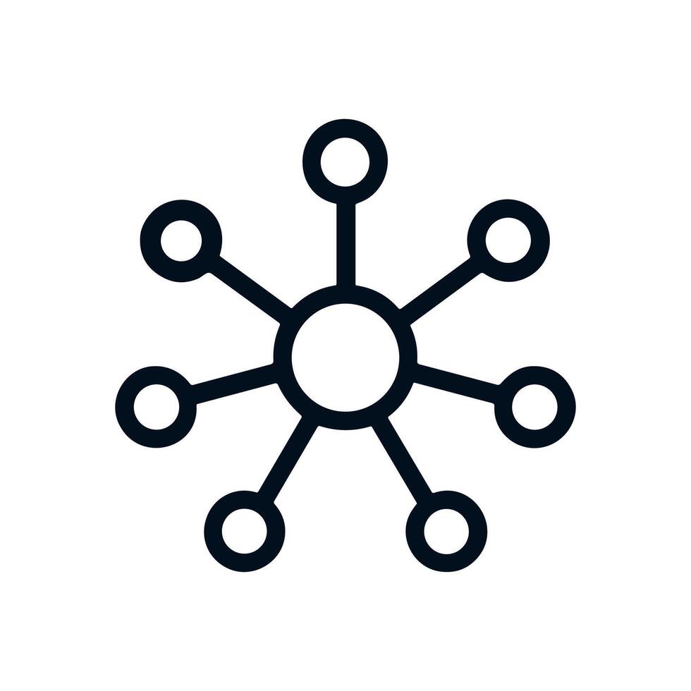 Interconnected Network Hub with Orbiting Nodes. Icon symbol illustration vector