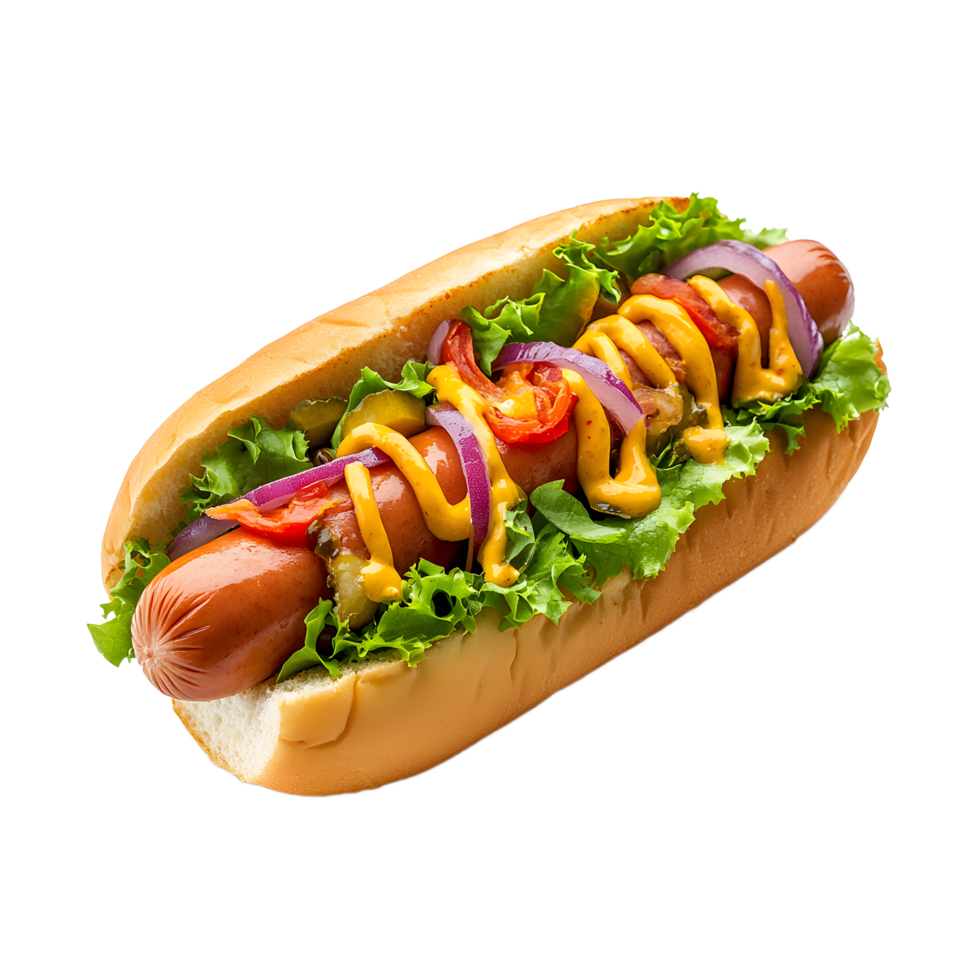 Deliciously Loaded Hot Dog Ready to Eat png