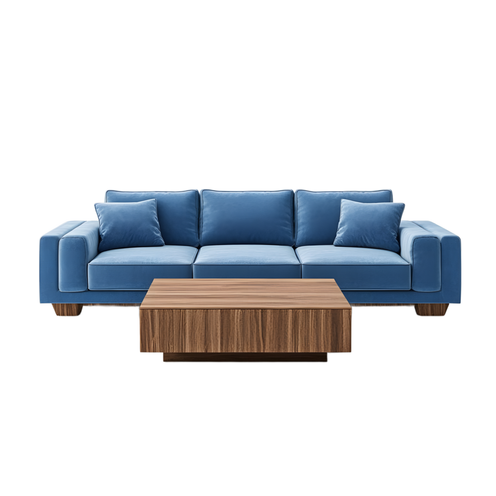 Stylish Modern Sectional Sofa and Coffee Table Set in a Studio Setting png